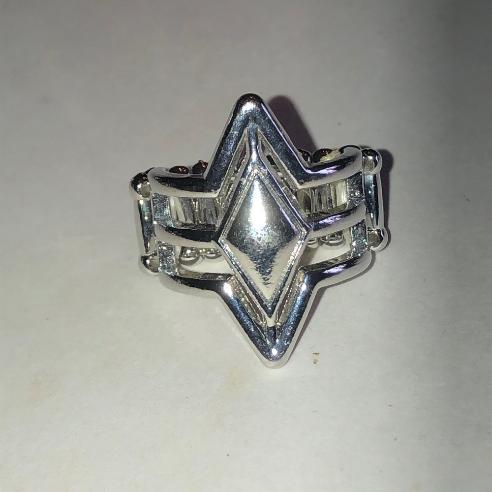 Silver Tone Geometric Star Boho Ring